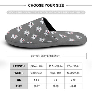 Happy Happy Bull Terrier Women's Cotton Mop Slippers-Accessories, Bull Terrier, Dog Mom Gifts, Slippers-36-37_（5.5-6）-Gray-1