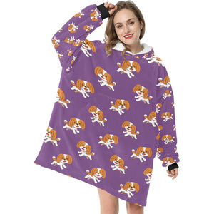 Happy Happy Cavalier King Charles Spaniel Blanket Hoodie for Women-Blanket-Apparel, Blanket Hoodie, Blankets, Cavalier King Charles Spaniel-7