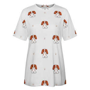 Happy Happy Cavalier King Charles Spaniels All Over Print Women's Cotton T-Shirt - 4 Colors-Apparel-Apparel, Cavalier King Charles Spaniel, Shirt, T Shirt-18
