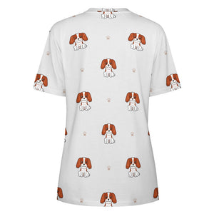 Happy Happy Cavalier King Charles Spaniels All Over Print Women's Cotton T-Shirt - 4 Colors-Apparel-Apparel, Cavalier King Charles Spaniel, Shirt, T Shirt-19