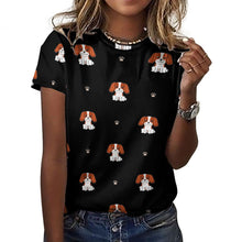 Load image into Gallery viewer, Happy Happy Cavalier King Charles Spaniels All Over Print Women&#39;s Cotton T-Shirt - 4 Colors-Apparel-Apparel, Cavalier King Charles Spaniel, Shirt, T Shirt-5