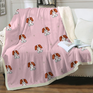 Happy Happy Cavalier King Charles Spaniels Soft Warm Fleece Blankets-Blanket-Blankets, Cavalier King Charles Spaniel, Home Decor-Soft Pink-Small-2