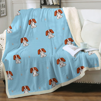 Happy Happy Cavalier King Charles Spaniels Soft Warm Fleece Blankets-Blanket-Blankets, Cavalier King Charles Spaniel, Home Decor-Sky Blue-Small-1