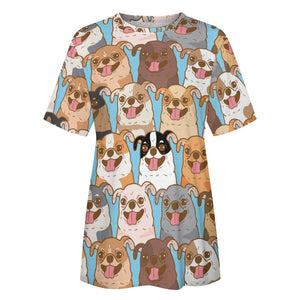 Happy Happy Chihuahuas All Over Print Women's Cotton T-Shirt-Apparel-Apparel, Chihuahua, Shirt, T Shirt-11
