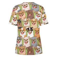 Load image into Gallery viewer, Happy Happy Chihuahuas All Over Print Women&#39;s Cotton T-Shirt-Apparel-Apparel, Chihuahua, Shirt, T Shirt-18