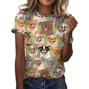 Happy Happy Chihuahuas All Over Print Women's Cotton T-Shirt-Apparel-Apparel, Chihuahua, Shirt, T Shirt-21