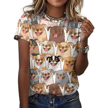 Load image into Gallery viewer, Happy Happy Chihuahuas All Over Print Women&#39;s Cotton T-Shirt-Apparel-Apparel, Chihuahua, Shirt, T Shirt-3