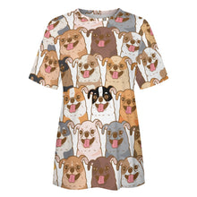 Load image into Gallery viewer, Happy Happy Chihuahuas All Over Print Women&#39;s Cotton T-Shirt-Apparel-Apparel, Chihuahua, Shirt, T Shirt-4