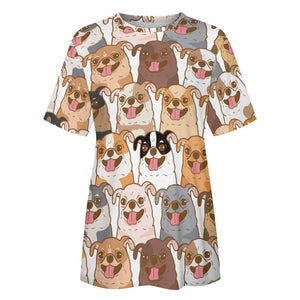 Happy Happy Chihuahuas All Over Print Women's Cotton T-Shirt-Apparel-Apparel, Chihuahua, Shirt, T Shirt-4