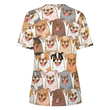 Load image into Gallery viewer, Happy Happy Chihuahuas All Over Print Women&#39;s Cotton T-Shirt-Apparel-Apparel, Chihuahua, Shirt, T Shirt-5