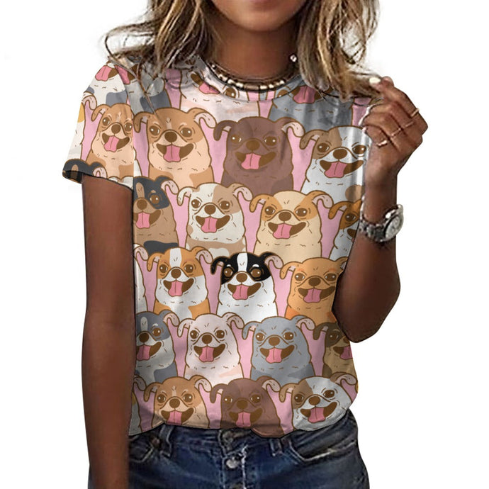 Happy Happy Chihuahuas All Over Print Women's Cotton T-Shirt-Apparel-Apparel, Chihuahua, Shirt, T Shirt-7