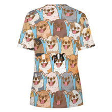 Load image into Gallery viewer, Happy Happy Chihuahuas All Over Print Women&#39;s Cotton T-Shirt-Apparel-Apparel, Chihuahua, Shirt, T Shirt-9