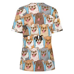 Happy Happy Chihuahuas All Over Print Women's Cotton T-Shirt-Apparel-Apparel, Chihuahua, Shirt, T Shirt-9