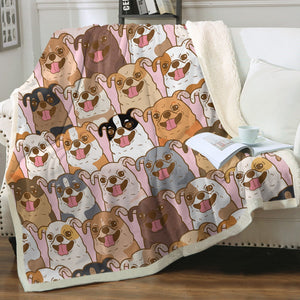 Happy Happy Chihuahuas Love Soft Warm Fleece Blanket - 4 Colors-Blanket-Blankets, Chihuahua, Home Decor-Soft Pink-Small-3