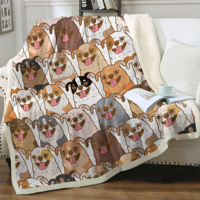 Happy Happy Chihuahuas Love Soft Warm Fleece Blanket - 4 Colors-Blanket-Blankets, Chihuahua, Home Decor-Ivory-Small-1
