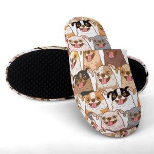 Happy Happy Chihuahuas Women's Cotton Mop Slippers-Footwear-Accessories, Chihuahua, Dog Mom Gifts, Slippers-2