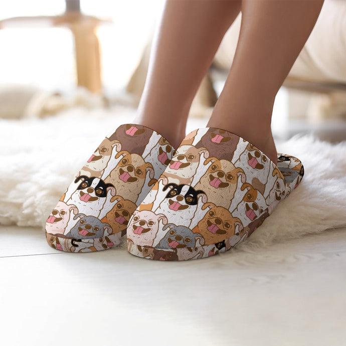 Happy Happy Chihuahuas Women's Cotton Mop Slippers-Footwear-Accessories, Chihuahua, Dog Mom Gifts, Slippers-5