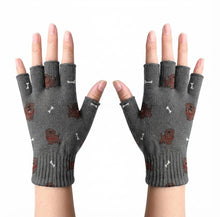Load image into Gallery viewer, Happy Happy Chocolate Labrador Love Touch Screen Gloves-Accessories-Accessories,Chocolate Labrador,Dog Dad Gifts,Dog Mom Gifts,Gloves,Labrador-Gray-Fingerless Gloves-3