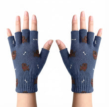 Load image into Gallery viewer, Happy Happy Chocolate Labrador Love Touch Screen Gloves-Accessories-Accessories,Chocolate Labrador,Dog Dad Gifts,Dog Mom Gifts,Gloves,Labrador-Navy-Fingerless Gloves-1