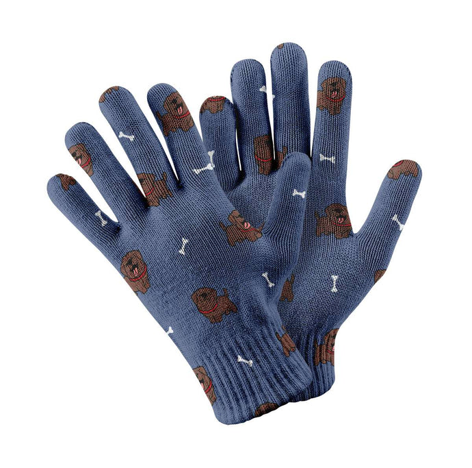 Happy Happy Chocolate Labrador Love Touch Screen Gloves-Accessories-Accessories, Chocolate Labrador, Dog Dad Gifts, Dog Mom Gifts, Gloves, Labrador-Navy-1