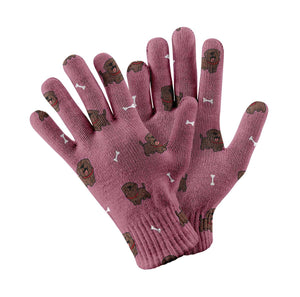 Happy Happy Chocolate Labrador Love Touch Screen Gloves-Accessories-Accessories, Chocolate Labrador, Dog Dad Gifts, Dog Mom Gifts, Gloves, Labrador-Rose gold-2