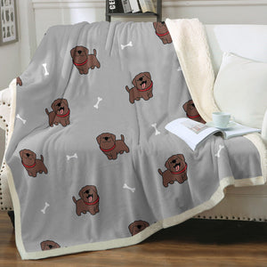 Happy Happy Chocolate Labrador Soft Warm Fleece Blanket-Blanket-Blankets, Chocolate Labrador, Home Decor, Labrador-Warm Gray-Small-3