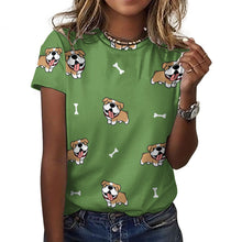 Load image into Gallery viewer, Happy Happy Shiba Love All Over Print Women&#39;s Cotton T-Shirt - 4 Colors-Apparel-Apparel, Shiba Inu, Shirt, T Shirt-15