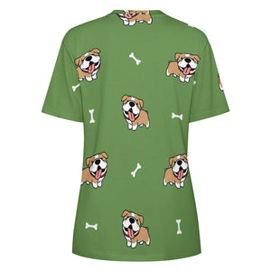 Happy Happy Shiba Love All Over Print Women's Cotton T-Shirt - 4 Colors-Apparel-Apparel, Shiba Inu, Shirt, T Shirt-14