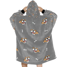 Load image into Gallery viewer, Happy Happy English Bulldog Love Blanket Hoodie for Women-Apparel-Apparel, Blankets-12