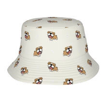 Load image into Gallery viewer, Happy Happy English Bulldog Love Bucket Hat-Hats &amp; Caps-Accessories,Dog Dad Gifts,Dog Mom Gifts,English Bulldog,Hats-Ivory White-One Size-9