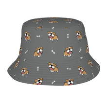 Load image into Gallery viewer, Happy Happy English Bulldog Love Bucket Hat-Hats &amp; Caps-Accessories,Dog Dad Gifts,Dog Mom Gifts,English Bulldog,Hats-Parisian Gray-One Size-41