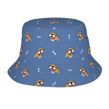 Load image into Gallery viewer, Happy Happy English Bulldog Love Bucket Hat-Hats &amp; Caps-Accessories,Dog Dad Gifts,Dog Mom Gifts,English Bulldog,Hats-Slate Blue-One Size-33