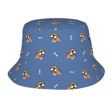 Happy Happy English Bulldog Love Bucket Hat Slate Blue One Size 33 360x