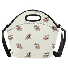 Load image into Gallery viewer, Happy Happy English Bulldog Love Neoprene Lunch Bag-Accessories-Accessories,Bags,Dog Dad Gifts,Dog Mom Gifts,English Bulldog,Lunch Bags-Ivory-ONESIZE-1