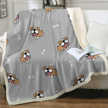 Load image into Gallery viewer, Happy Happy English Bulldog Love Soft Warm Fleece Blanket - 3 Colors-Blanket-Blankets, English Bulldog, Home Decor-14