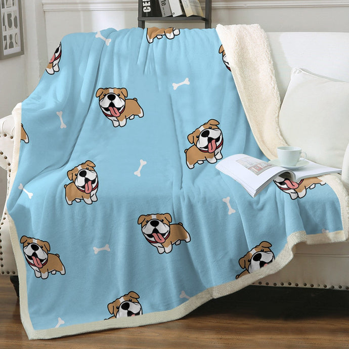 Happy Happy English Bulldog Love Soft Warm Fleece Blanket - 3 Colors-Blanket-Blankets, English Bulldog, Home Decor-Sky Blue-Small-1