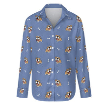 Load image into Gallery viewer, Happy Happy English Bulldog Love Women's Shirt-Apparel-Apparel,Dog Mom Gifts,English Bulldog,Shirt-S-CornflowerBlue-4