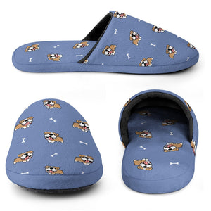 Happy Happy English Bulldogs Women's Cotton Mop Slippers-Accessories, Dog Mom Gifts, English Bulldog, Slippers-12
