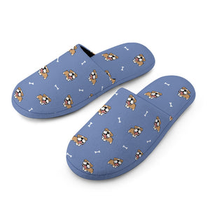 Happy Happy English Bulldogs Women's Cotton Mop Slippers-Accessories, Dog Mom Gifts, English Bulldog, Slippers-15