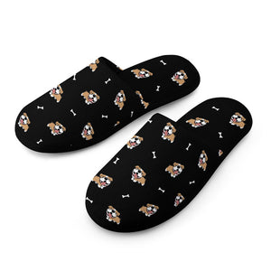 Happy Happy English Bulldogs Women's Cotton Mop Slippers-Accessories, Dog Mom Gifts, English Bulldog, Slippers-20