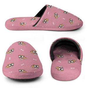Happy Happy English Bulldogs Women's Cotton Mop Slippers-Accessories, Dog Mom Gifts, English Bulldog, Slippers-7