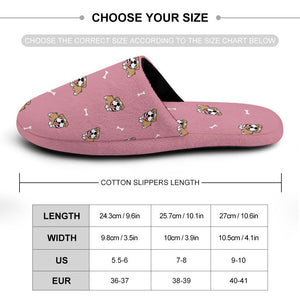 Happy Happy English Bulldogs Women's Cotton Mop Slippers-Accessories, Dog Mom Gifts, English Bulldog, Slippers-36-37_（5.5-6）-PaleVioletRed-1