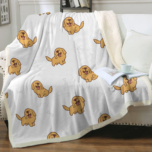 Happy Happy Golden Retriever Love Soft Warm Fleece Blanket-Blanket-Blankets, Golden Retriever, Home Decor-13