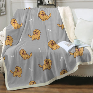 Happy Happy Golden Retriever Love Soft Warm Fleece Blanket-Blanket-Blankets, Golden Retriever, Home Decor-14