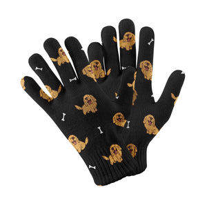 Happy Happy Golden Retriever Touch Screen Gloves-Accessories-Accessories, Dog Dad Gifts, Dog Mom Gifts, Gloves, Golden Retriever-Black-4