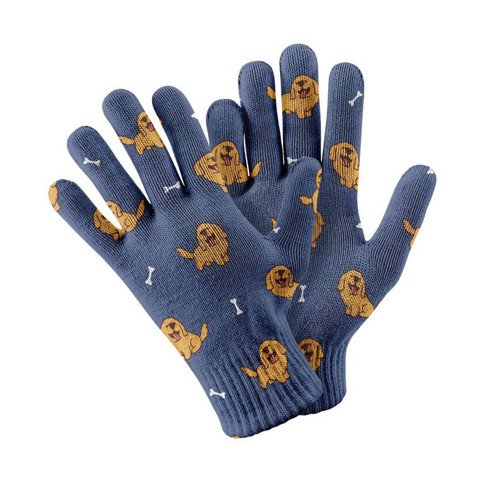 Happy Happy Golden Retriever Touch Screen Gloves-Accessories-Accessories, Dog Dad Gifts, Dog Mom Gifts, Gloves, Golden Retriever-Navy-1