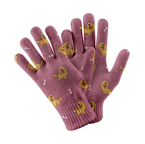 Happy Happy Golden Retriever Touch Screen Gloves-Accessories-Accessories, Dog Dad Gifts, Dog Mom Gifts, Gloves, Golden Retriever-Rose gold-2