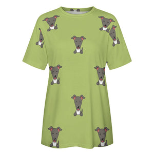 Happy Happy Greyhound / Whippet Love All Over Print Women's Cotton T-Shirt - 4 Colors-Apparel-Apparel, Greyhound, Shirt, T Shirt, Whippet-10