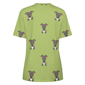 Happy Happy Greyhound / Whippet Love All Over Print Women's Cotton T-Shirt - 4 Colors-Apparel-Apparel, Greyhound, Shirt, T Shirt, Whippet-12