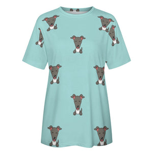 Happy Happy Greyhound / Whippet Love All Over Print Women's Cotton T-Shirt - 4 Colors-Apparel-Apparel, Greyhound, Shirt, T Shirt, Whippet-4